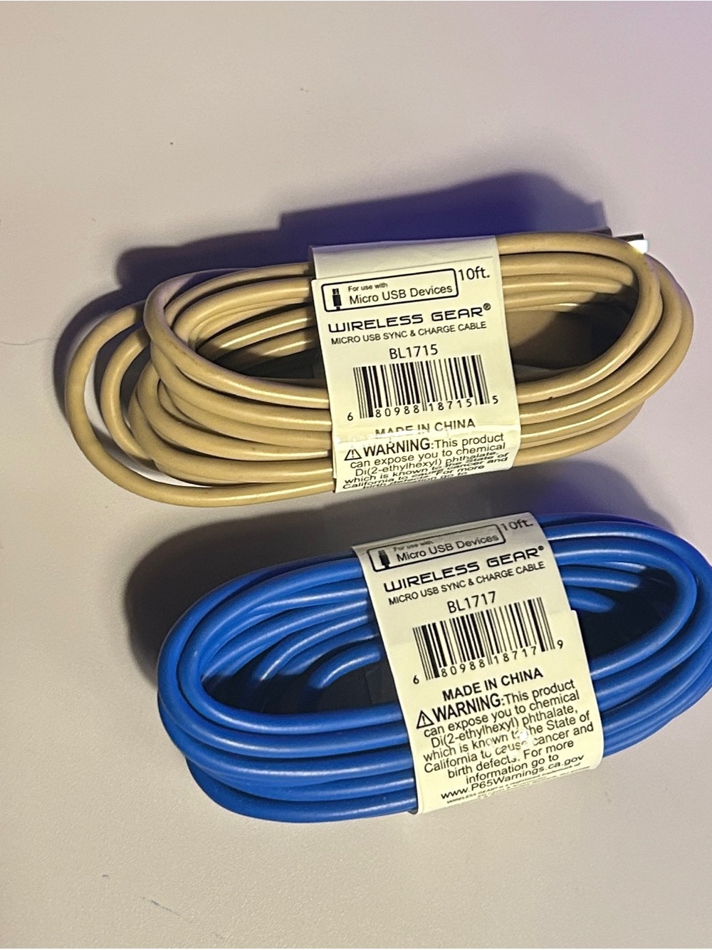 Micro USB Cables 10 ft. (2) cables